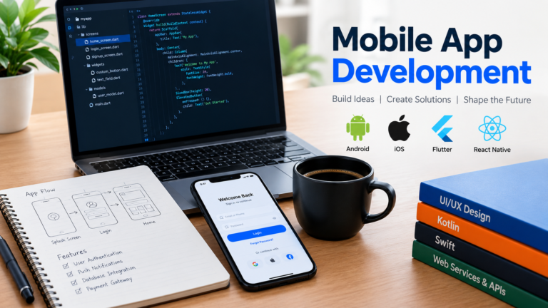 Mobile App Development: A Complete Beginner's Guide modern mobile app development workspace